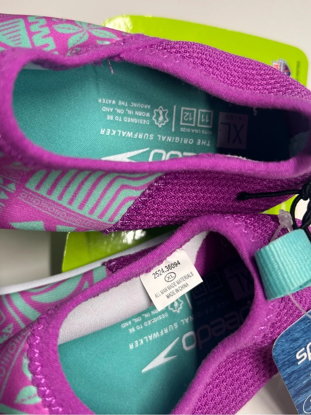 Speedo Kids Surfwalker Water Shoes Purple Teal XL Size 11/12 Splash Sun Bootie